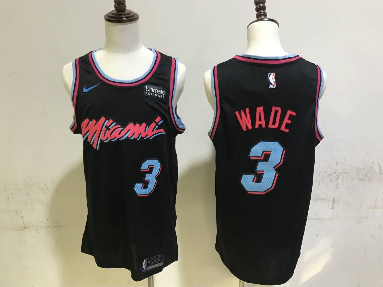 Men Miami Heat 3 Wade Black City Edition Game Nike NBA Jerseys